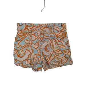 Gap Kids Shorts Girls 8 Orange & Blue Floral Vintage Corduroy Patch Pockets